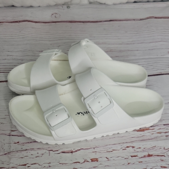 Birkenstock White Double Strap Sandals Women's Size 7.5 - Picture 1 of 9